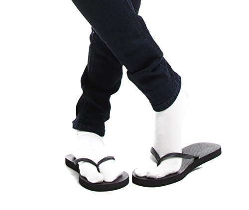 Image of 3 Pairs Thick Flip-Flop Big Toe Socks Crew Mid Calf or Ankle Size: Women 9-12 Men 8-11
