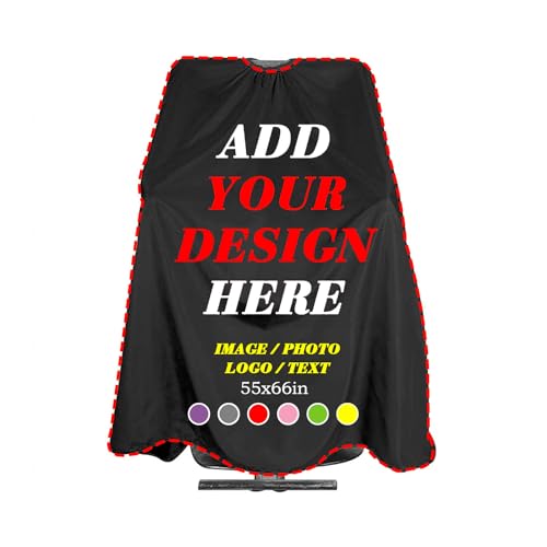 Custom Professional Salon Barber Cape Personalized Hair Cutting Cape with Closure Snap Customized Hairdressing Apron for Barbershop Home (55 x 66 inch)
