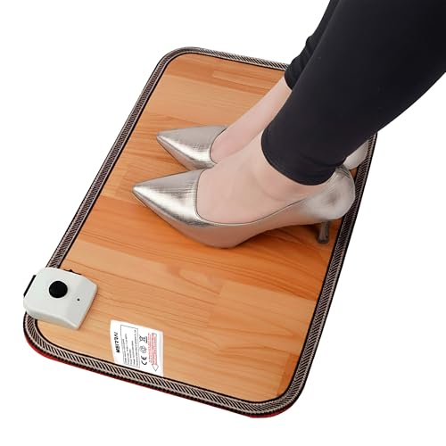 MEIRRAI Calienta Pies Electrico, Calentador de Pies Temperatura Ajustable,Interruptor de Pie Alfombrilla Suelo Térmica Eléctrica para Oficina...