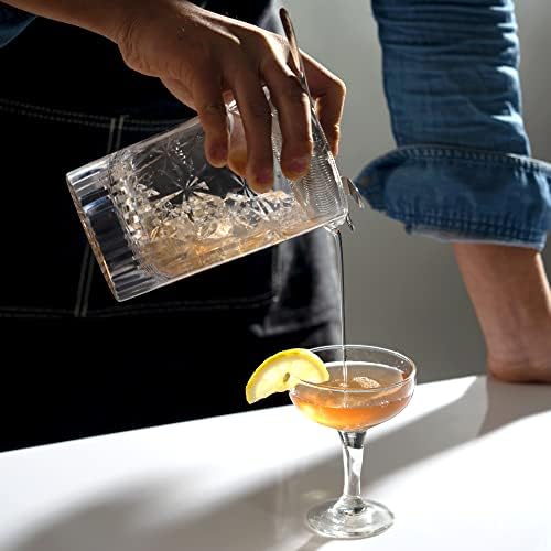 Homestia Cocktail Mixing Glass, 24 oz Weighted Old Fashioned Glass with Jigger Pourer- Crystal Cocktail Stirring Pitcher - Thick and Sturdy Bottom, Mixology Bartender Essentials, Home Bar Tool - Thumbnail 2