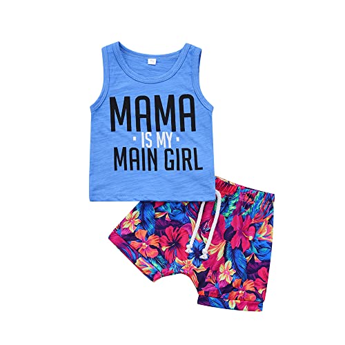 Image of FYBITBO 2Pcs Baby Boys Summer Clothing Sets Cute Letters Print Sleeveless Tank Tops T-Shirt+Palm Shorts Outfits