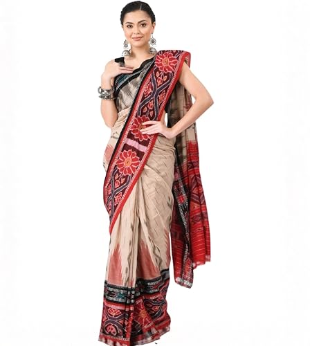 Image of Nuapatna Cotton Saree of Odisha Ikkat Orissa Traditional Handloom Sari | Bomkai | Pata | Nuapatana | sambalpuri saree | khandua patta sare | without Blouse S6