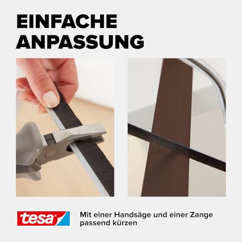 tesa Insulation Türdichtschiene für Textilböden/Teppich - Selbstklebende Türdichtung zum Schutz vor Zugluft - Braun - mit Bürstendichtung… – Ansicht 6