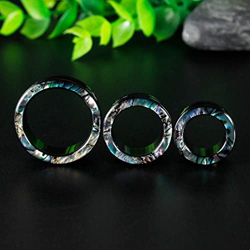 KUBOOZ Ear Plug Tunnel Gauge Stretcher Piercing Green Seashell Floral Stainless Steel Screw3