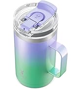 Meoky 20oz Insulated Coffee Mug with Lid and Handle, 100% Leak Proof Stainless Steel Coffee Cup w...