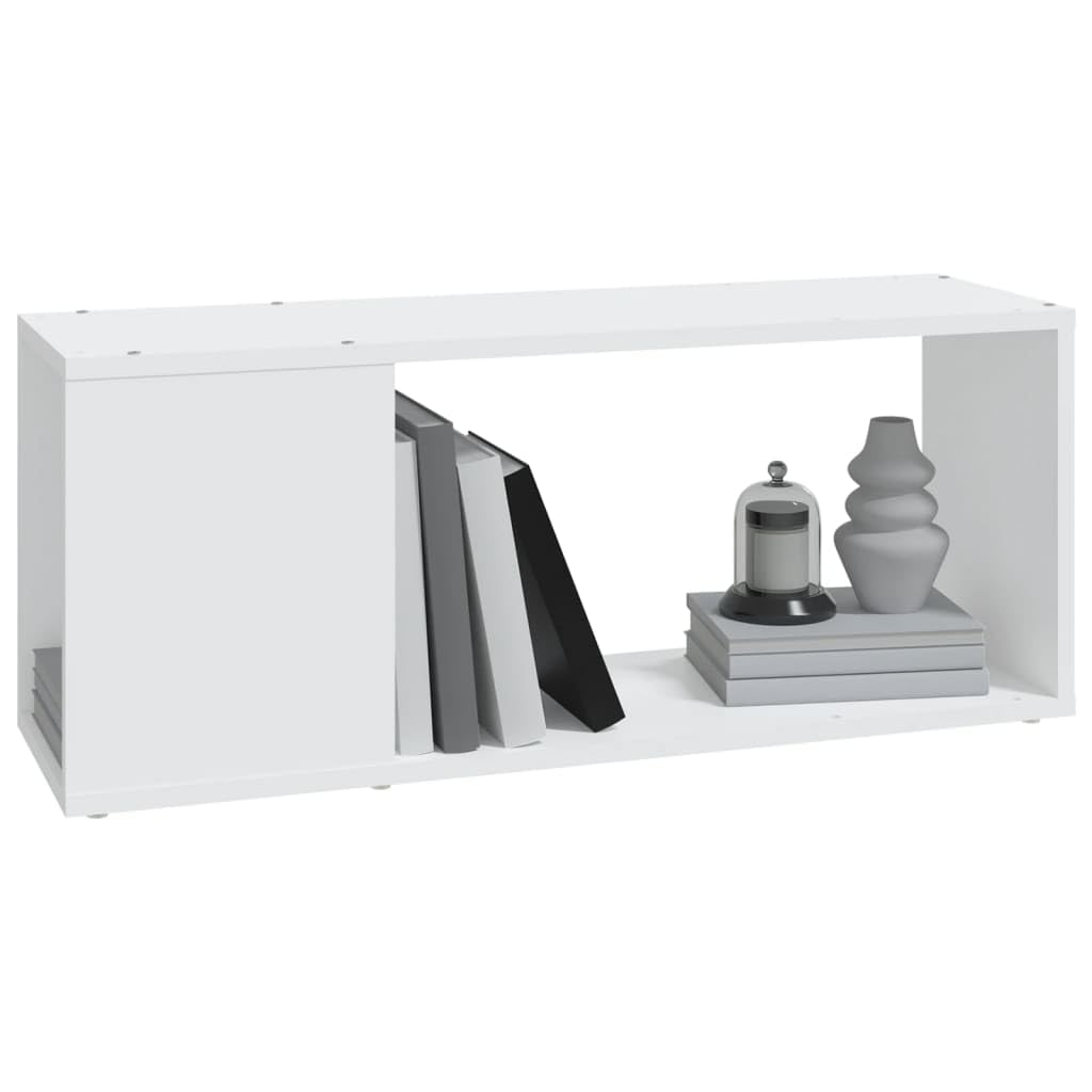 Stilvoller TV-Schrank Weiß 80x24x32 cm aus Holzwerkstoff, offenes Fach für Bücher und Dekoration, Robustes Wohnzimmermöbel, pflegeleicht mit feuchtem Tuch zu reinigen.