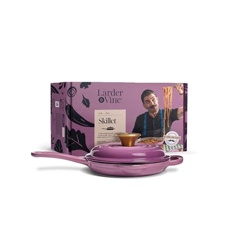 Chef Joe Sasto Small Skillet with Lid, Enameled Cast Iron, Small Frying Pan for Eggs, Omelets...