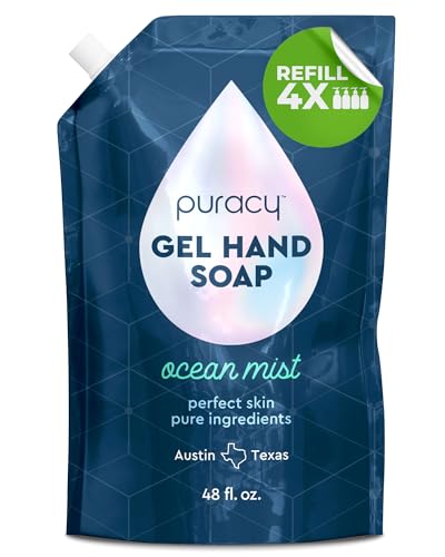 Puracy Organic Hand Soap, For the Professional Hand Washers We've All Become, Moisturizing Natural Gel Hand Wash Soap, Liquid Hand Soap Refills for Soft Skin (48 fl.oz, Ocean Mist) Refill