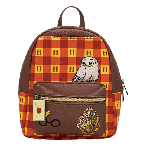 Zonacriativa - Mini Mochila Xadrez Harry Potter Warner | Formato compacto, 2 bolsos e ideal para carregar o essencial nas aventuras em Hogwarts