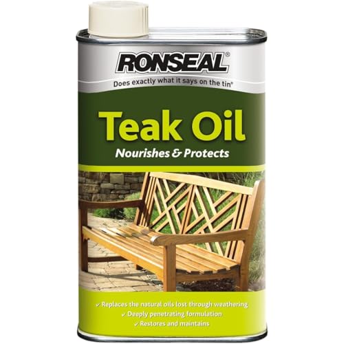 AMK® Ronseal Teak Oil 500ml Garden Wood Furniture Hardwood Penetrates Deeply to Restore Naturally Lost Oils Waterproofing Effect Nourishment and Protection