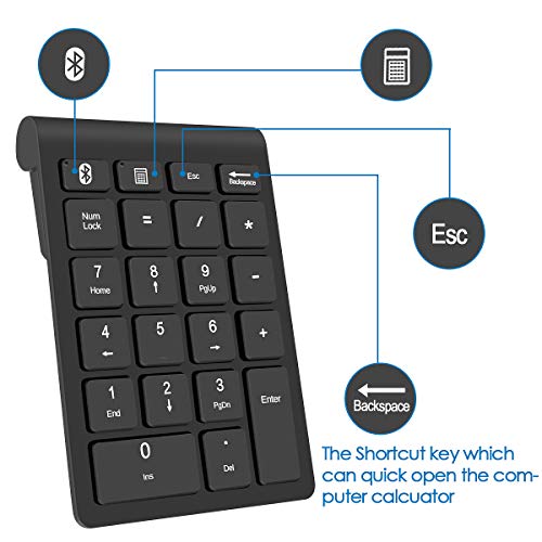 Foloda BT-NUMERIC-KEYPAD-FOLODA Bluetooth Wireless Number Pads, Numeric Keypad 22 Keys Portable Financial Accounting 10 Keys Number Keyboard Extensions thumb #5