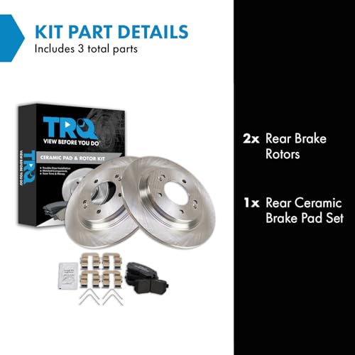 Image of TRQ Rear Brake Pad and Rotor Set Ceramic Compatible with 2016-2018 Hyundai Sonata