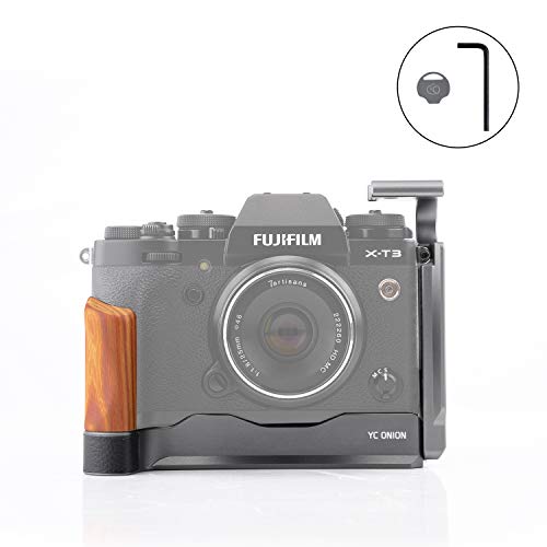 YC Onion L Bracket/L Placa/L Soporte para Fujifilm X-T3 con Placa Arca Swiss de Liberación Rápida Zapata Fría Llave Hexagonal Moneda en Y Plata