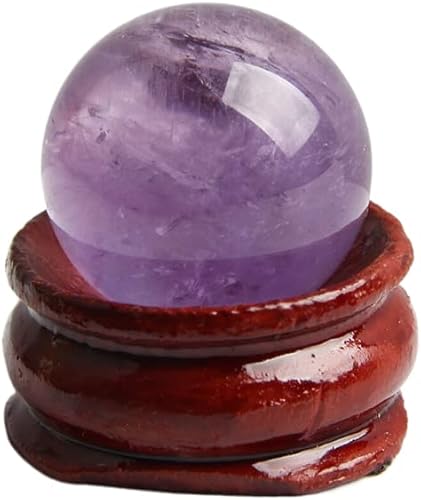 1 bola de cristal de cuarzo amatista natural de 0.787 in con soporte de regalo + base de bola de cristal de 1.0 x 0.4 x 1.2 in
