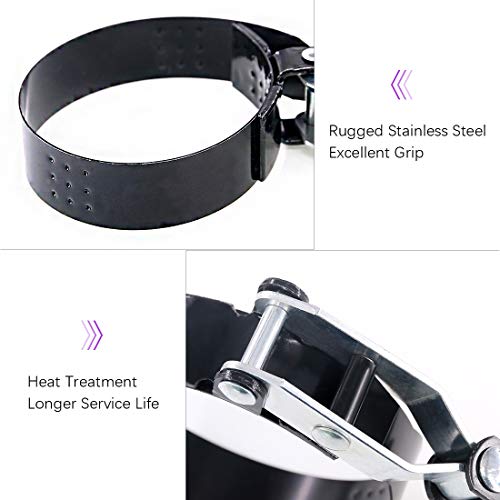 Swpeet Standard Flexible Stainless Steel Oil Filter Wrench for Superior Gripping Power Diesel Fuel Filters and Oil Filters