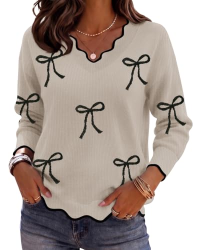 Image of Zeagoo Women's 2026 Fall V Neck Sweater Long Sleeve Lightweight Knit Tops