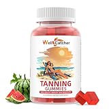 Tanning Gummies Supplement for Women Men: Daily Bronzing Tanning Gummies with Astaxanthin Beta-Carotene L-Tyrosine Lycopene, Melanin Supplement for Natural Glow Healthy Skin Sun Sensitivity Vegan 60CT