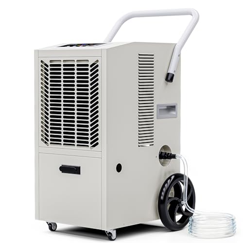 ADVWIN 55L Commercial Dehumidifier, Powerful Large Dehumidifier for Home, Basement, Office & Warehouse, Auto Drain, 24H Timer, Digital Display, Continuous Operation