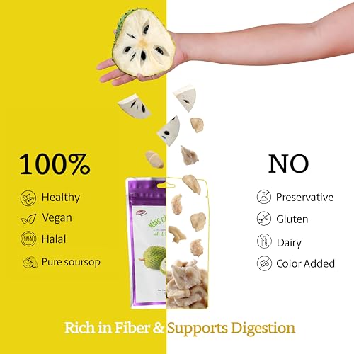 Vinamit Soft Dried Soursop | Soursop Fruit 3.5 oz bag | Natural Tropical Fruit Snack | Vegan, Gluten-Free, Non-GMO | High in Fiber, Ideal for Travel & Clean Eating - Image 5