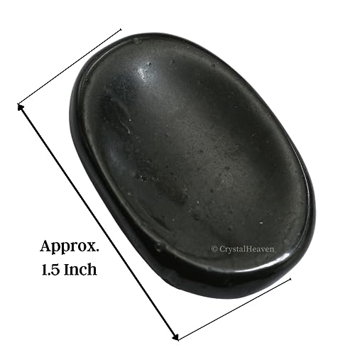 Image of Certified Black Tourmaline Crystal Thumb Worry Pebbles Stones for Anxiety Stress Relief Massage - AAA Grade Original Healing Gemstone Agate Rubbing Stone for Yoga Meditation Spiritual Reiki Feng Shui