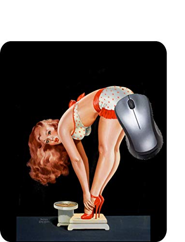 Preisvergleich Produktbild Gaming Computer Mouse Pad mit rutschfester Gummibasis, Premium-strukturiertem und wasserdichtem Mousepad-Laptop, Büro- und Home-Funny Retro Pinup Girl auf einer Waage
