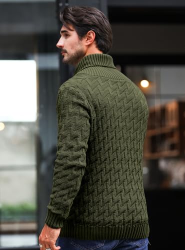 Men's Dressy Cable-Knit Sweater Buttoned Mock Neck Pullover for Fall & Winter, S-5XL4