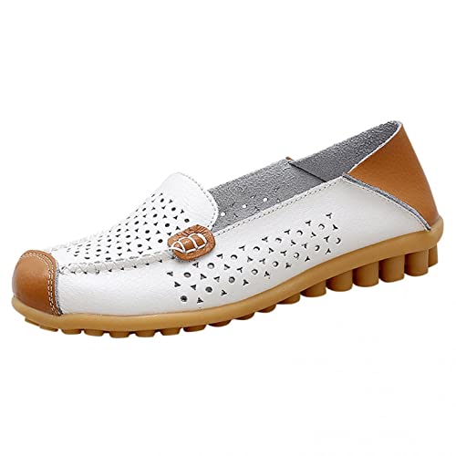 Women's Fashion Sneakers Loafers Casual Floral Printed Leather Round Toe Hollow Out Chunky Low Heels Dress Loafers Lightweight Comfort Slip-On Fall Business Formal Work Dress Oxfords Boat Shoes #TOP4