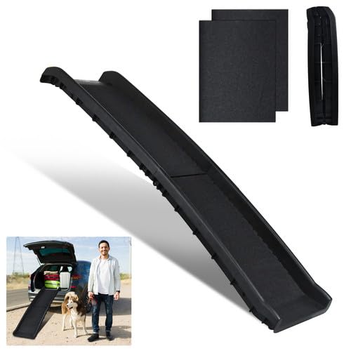 ORHEYA Hunderampe klappbar Hundeautorampe rutschfeste Einstiegshilfe bis 90 kg Hundetreppe für Große & Kleine Tiere Auto Kofferraumrampe Hunde-Treppe 156 x 40 cm Schwarz