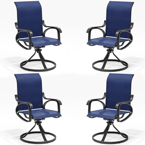 Image of LOUVIXA Patio Swivel Chair Set of 4, All-Weather Patio Swivel Rocking Chair, High Back Patio Dining Chairs for Backyard, Porch, Lawn, Garden(4, Navy Blue)