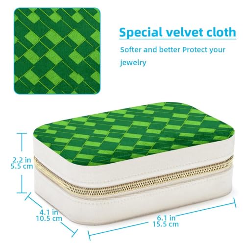 Boîte à bijoux double couche vert géométrique pour femmes - 5