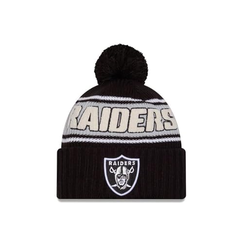 New Era Las Vegas Raiders NFL 2024 Sideline Sport Knit Schwarz Bommelmütze - One-Size