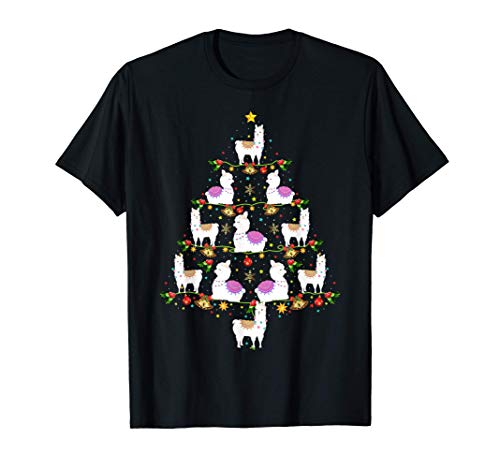 Llama Alpaca Animal Lover Xmas Gift Llama Christmas Tree T-Shirt