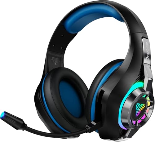 Image of 2.4GHz Wireless Gaming Headsets for PS5 /PS4 /Switch, 2026 RGB Noise Cancelling Over-Ear Headphones with 7.1 Surround Sound, 40mm Drivers, 276g Ultraligero, 45H Gaming Headphones, Deep Black Blue
