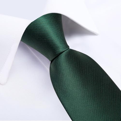 Image of DiBanGu Mens Silk Necktie Solid Color Tie and Pocket Square Cufflink Tie Clip Set Woven Plain Ties for Men Wedding Party