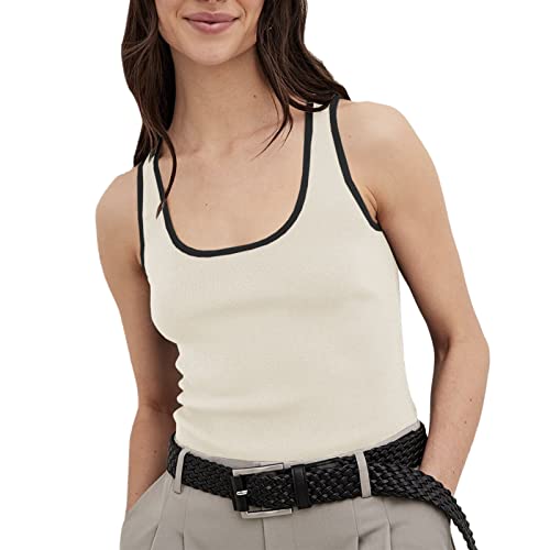 Colete feminino básico, sem mangas, justo, sem mangas, com blocos de cores, malha macia, elástica, m