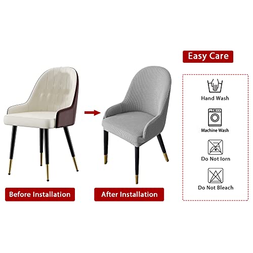 Lipor Set Of 4 Stretch Jacquard Dining Chair Cover With Armrest Modern Curved Accent Chair Slipcover Washable Wingback Chair Cover Protector For Banquet Hotel Ceremony Decorative (4, Light Grey) #TOP3
