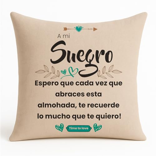 Kembilove | Cojín para Suegro con Frase Bonita – Almohada de Lino Regalo Emotivo para el Día del Padre o Cumpleaños – Detalle Original y Sentimental para Suegros Especiales