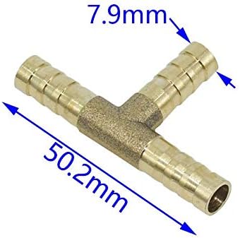 Garden Hose Connection Accessories T-Shape Brass Barb Hose Fitting Tee 10mm 8mm 3 Way Hose Tube Barb Copper Barbed Coupling Connector Adapter 50pcs (Color : 8mm tee)