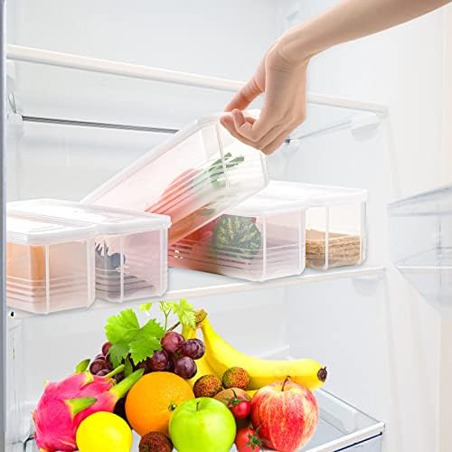 ZENFUN Set of 6 Pasta Storage Containers with Lid, Airtight Spaghetti Noodle Holder Rectangular Chopstick Storage Box Sealed Noodle Canisters for Refrigerator, Kitchen Pantry, 30x8x7.5 CM