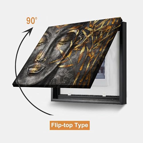 Image of Electric MCB Box Cover Frame With Hydraulic Decorative Painting Lord Gautam Buddha Painting Electrical Panel box Cover, Switch Box Frame Will Fit Max 10x14 inch Switch Board, Outer Size 13X17 Inch