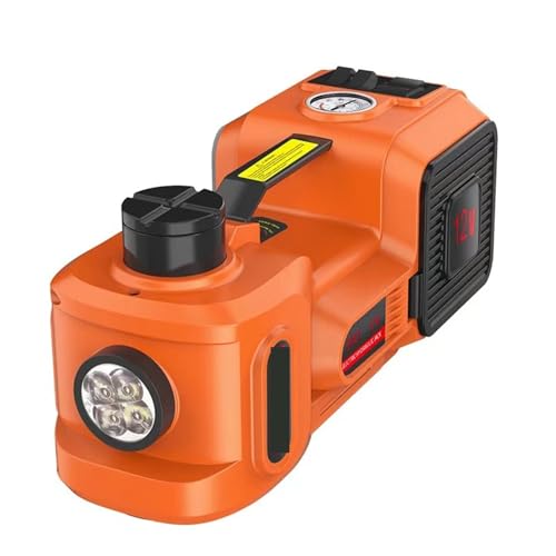 Cric idraulico, Cric idraulico elettrico for auto da 12 V e 5 tonnellate con pompa di gonfiaggio pneumatici e torcia a LED, 3 in 1, con martello sicuro, strumenti for auto per la maggior parte di auto