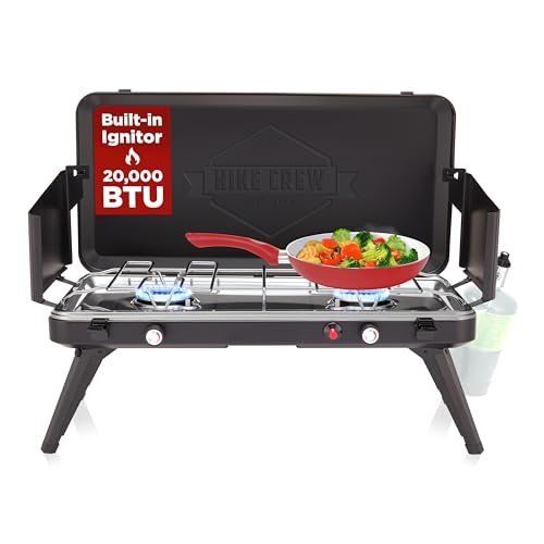 Hike Crew Gas Camping Stove 20,000 BTU 2-Burner Portable