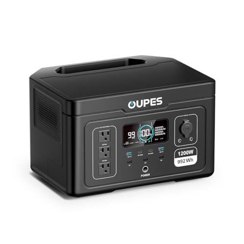 OUPES Exodus 1200 Portable Power Station 1200W, 992Wh Durable LFP Battery Solar Generator w/ 3 1200W AC Outlets (Peak 3600W), 140W USB-C, UPS, for Camping, RVing, Home Backup (Solar Panel Optional)