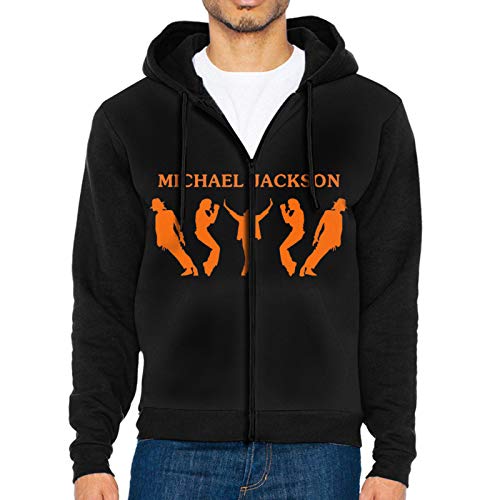LWJKI Stylish Michael Jackson Sweatshirt with Zipper for Men's Black Large