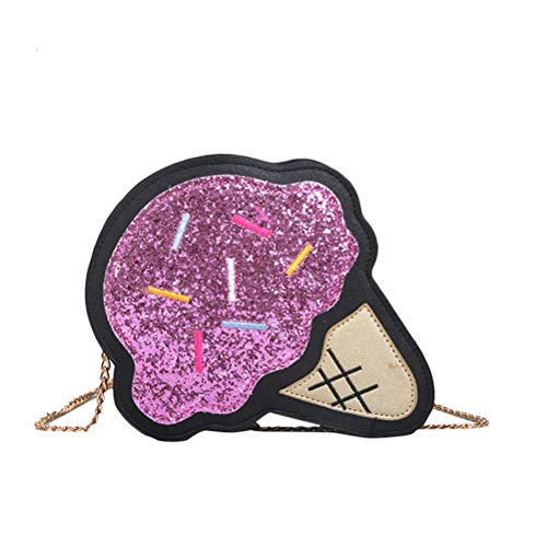 Preisvergleich Produktbild Fenical Umhängetasche Pailletten Eiscreme Schulter Clutch Mode niedlich Geldbörse für Frau Mädchen (schwarz)