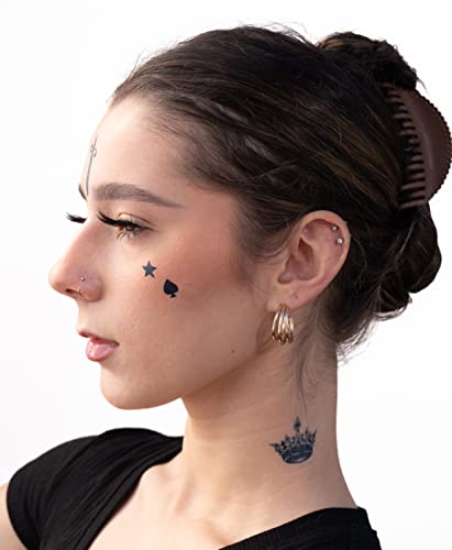 Thug Ink Temporary Tattoos - Volume Ii - 6 Temporary Tattoos ~ Face Tattoos ~ Ice Cream Cone, Dagger, Crown, Cross, Etc ~ Thug Life ~ Fake Tattoos ~ Water-Transfer Tattoos #TOP3