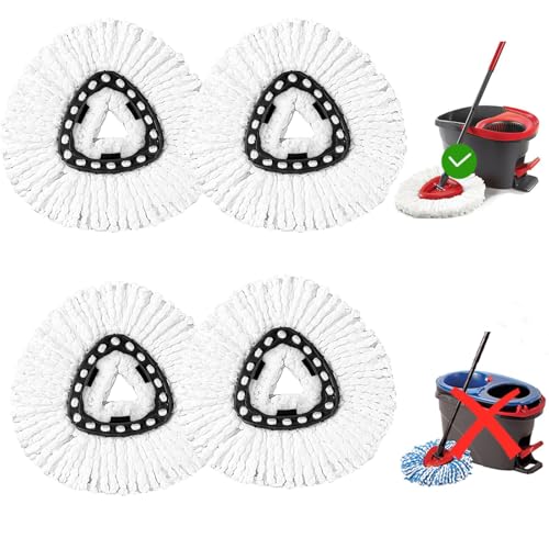 4 Pack Mop Head Replacement Compatible with O Cedar Triangle Swivel Mops,Spin Mop Replacement Head...