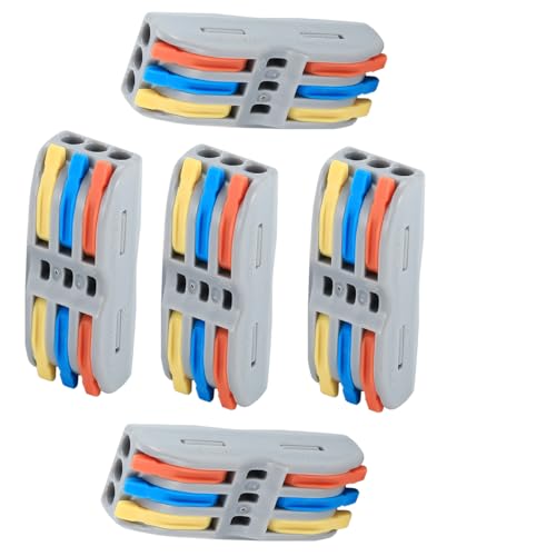 Image of ZIVIK 3 in 3 Out Mini Compact Wire Connectors With Test Hole,5 Pcs Compact Lever Cable Nut Jointner, Universal Quick Wiring Cable Connection Push-in Conductor, Cable Conductor Clamp (5, 3 In 3 Out)