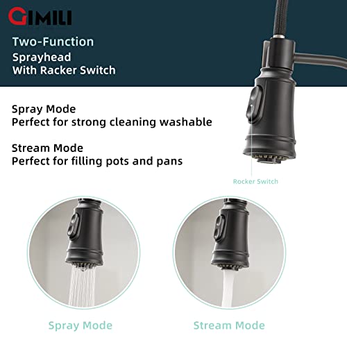 Image of GIMILI Matte Black Touchless Kitchen Sink Faucet with Pull Down Sprayer, Motion Sensor Smart Activated Hands-Free Single Handle Kitchen Faucet