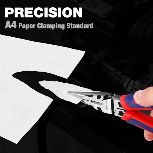 Image of WORKPRO Premium 6 inch & 8 inch Needle Nose Pliers, Paper Clamp Precision, Heavy-Duty CRV Steel, Soft Grip with Wire Cutter, Long Nose Cutting Pliers